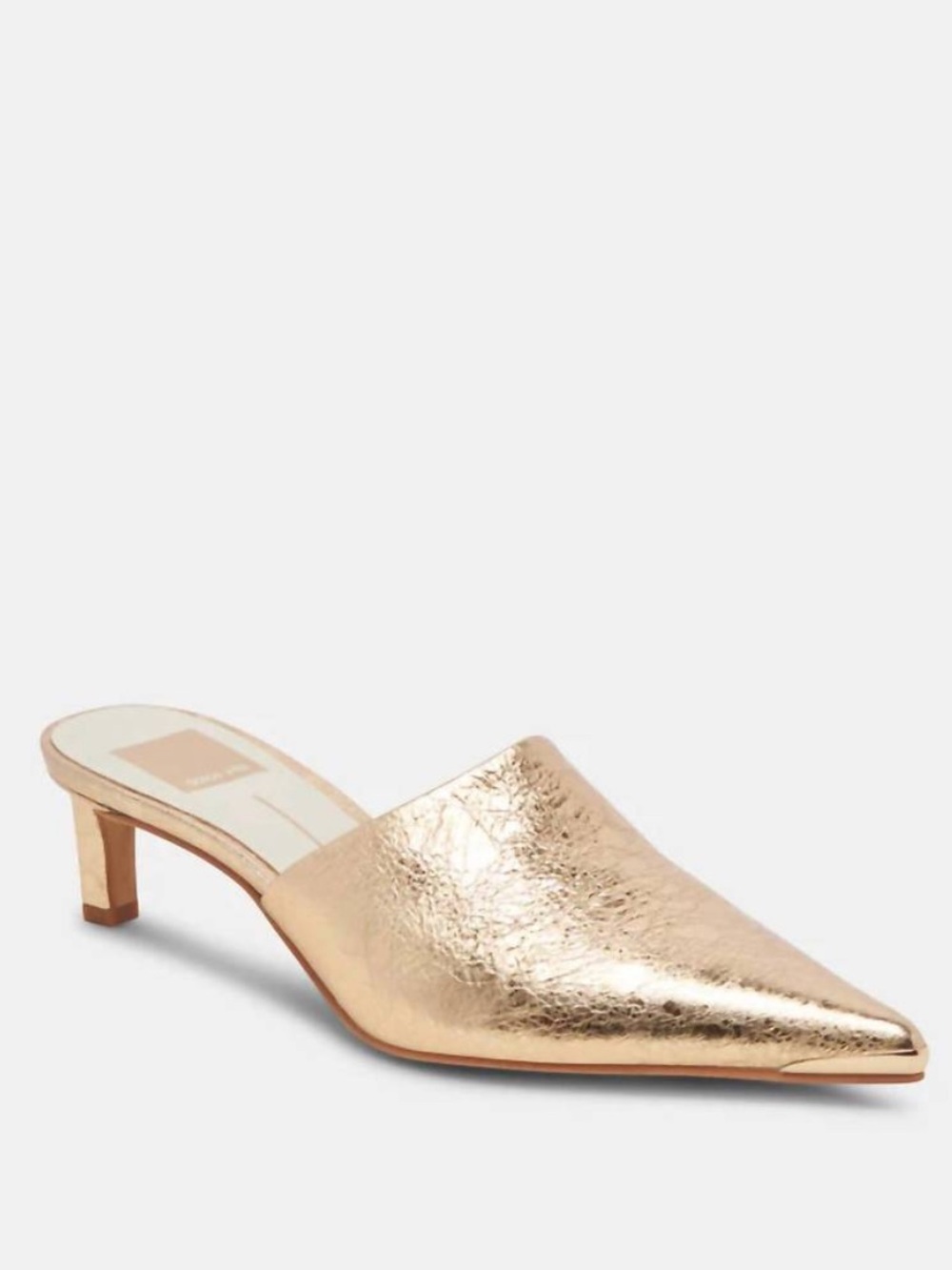 Dolce Vita Lexy Heeled Sandals Metallic Gold Leather Kitten Heel Mules US 6 $130 - Picture 11 of 11